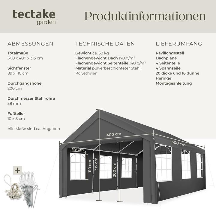 Produktbild tectake Garten (600 cm, 400 cm)