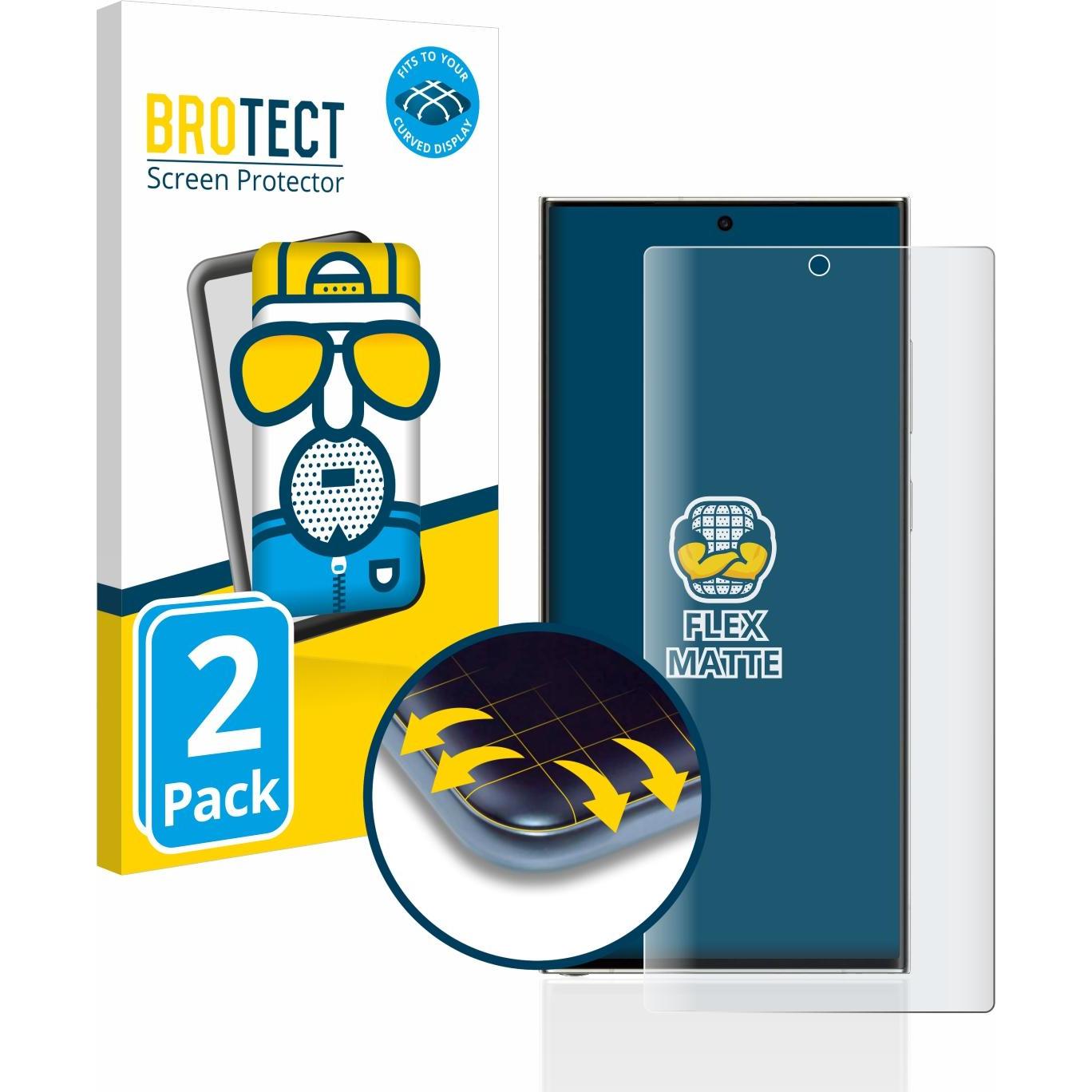 BROTECT Full-Cover Displayschutz Matt (2 Stück, Samsung Galaxy S23 Ultra), Smartphone Schutzfolie, Grau