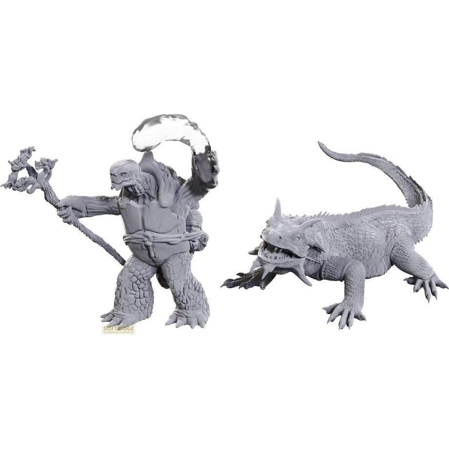 Wizkids D&D Nolzur's Marvelous Miniatures Miniature non dipinte Tortle Druid & Wild Shape Giant Lizard