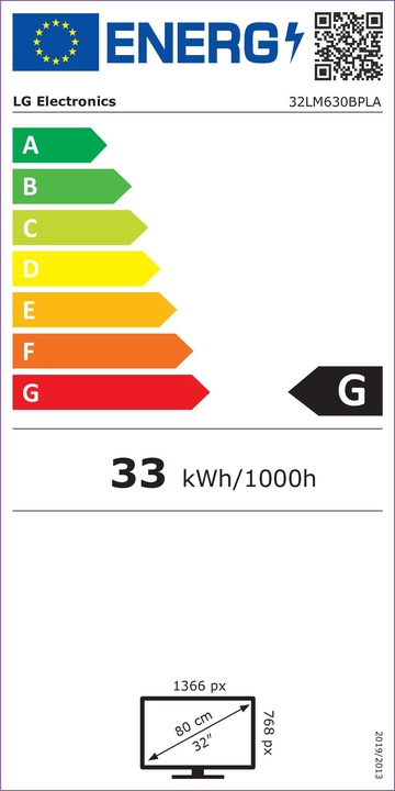 Energie-Label LG 32LM630B (32", LCD, HD, 2019)