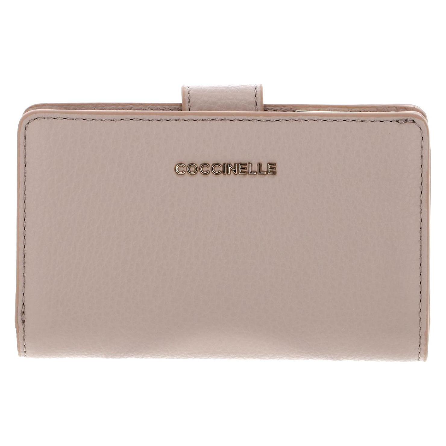 Coccinelle, Damen, Portemonnaie, Metallic Soft Mini Wallet Grained Leather, Beige