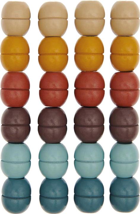 Rico Design Perline di legno macramé colori della terra, 24 pezzi