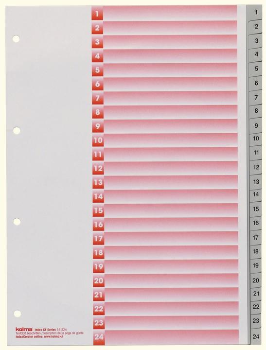 Immagine prodotto Kolma Indice A4 forte 1-24 24 pezzi grigio