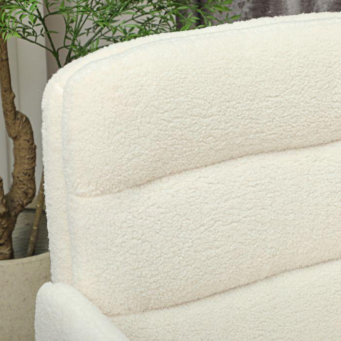 Produktbild Swisshandel24 Fahrbarer Bürostuhl mit Stoffbezug, Armlehne, 5 Räder, drehbar, Cremeweiss (49 - 59 cm)