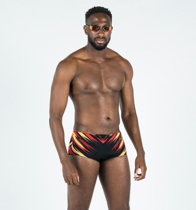 Actual product image Nabaiji Badehose Slip Herren Kastenform - 900 Blast schwarz/rot (40)