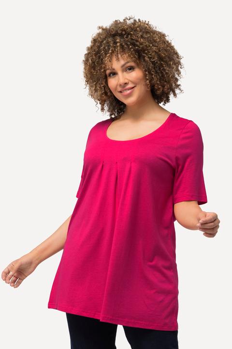 Produktbild Ulla Popken T-Shirt, Zierfalten, A-Linie, Rundhals, Halbarm, Modal (54)