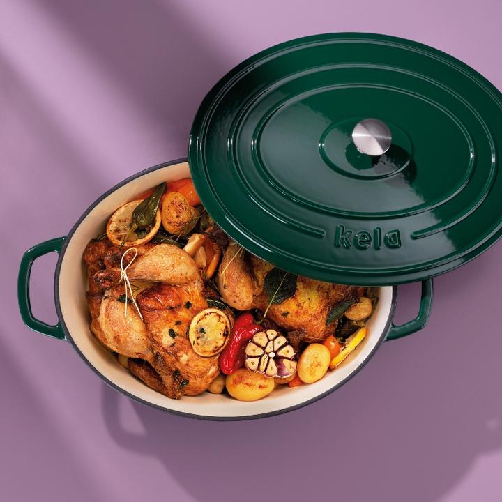 Produktbild Kela Bräter Calido oval 36 cm, Grün (Gusseisen, 36 x 15 cm)
