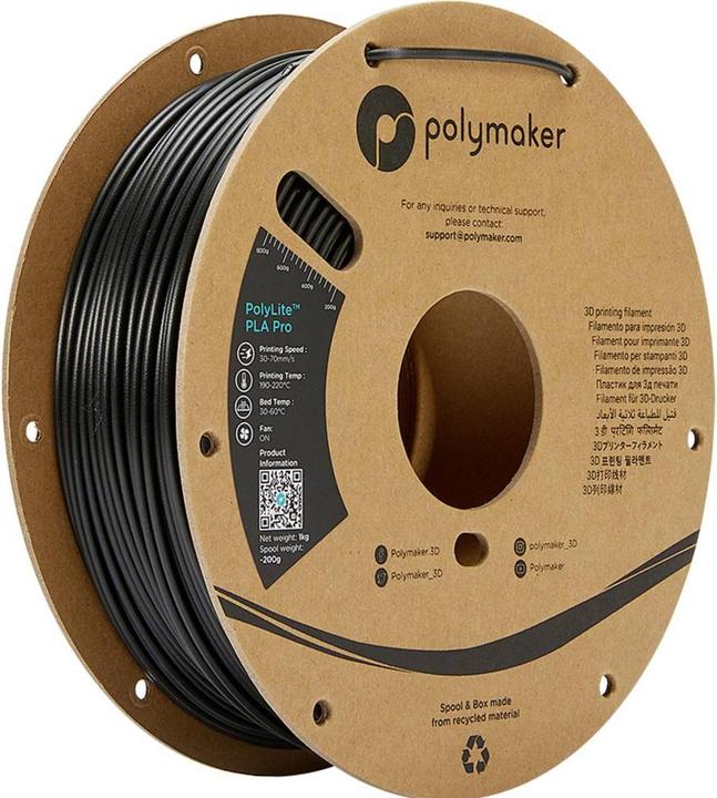 Produktbild Polymaker PolyLite PLA Pro - Black - 2.85mm (PLA, 2.85 mm, 1000 g)