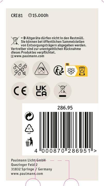 Image du produit Paulmann Lampe à usage général (E27, 4.30 W, 470 lm, 1 x, F)