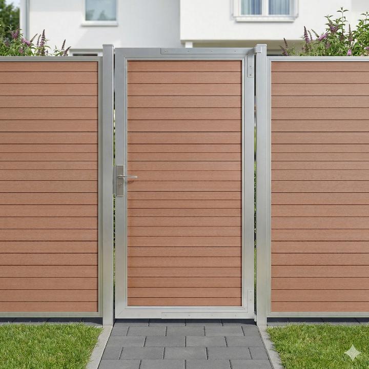 Produktbild neu.holz Gartentor Segovia 180x90 cm WPC Holzoptik Braun