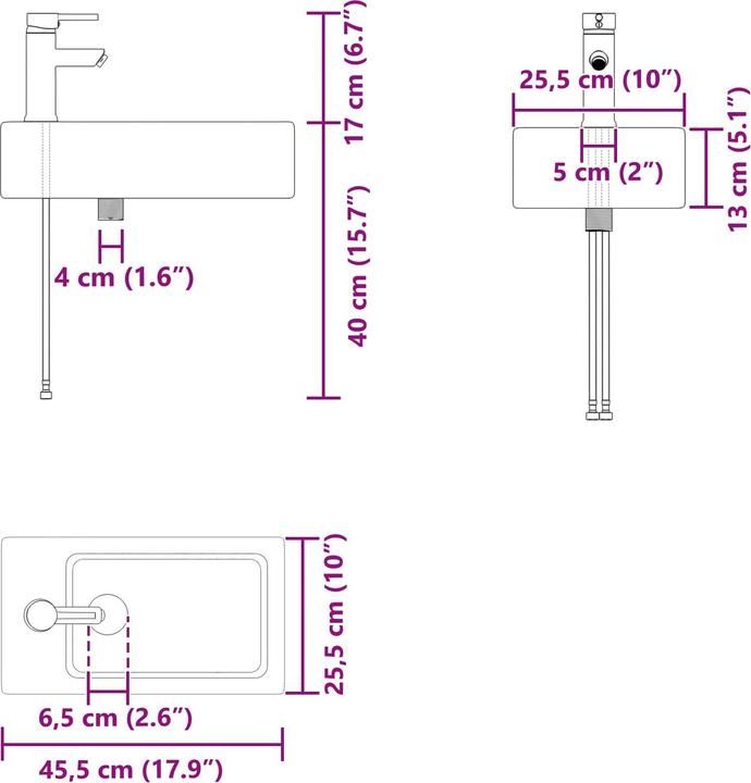 Actual product image vidaXL Badezimmer-Waschtisch (455 mm, 225 mm)