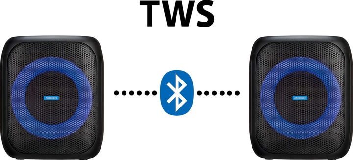 Produktbild Medion LIFE® S61991 Partylautsprecher, tragbares Bluetooth®-Soundsystem. Bluetooth® 5.0 für kabellose Musik (3 h, Akkubetrieb, Netzbetrieb)