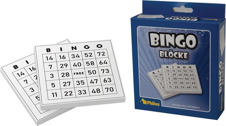 Philos Bingoblöcke, 2 Stück mit je 100 Blatt (Francese, Inglese, Italiano, Tedesco, 1 - 5 Giocatori)
