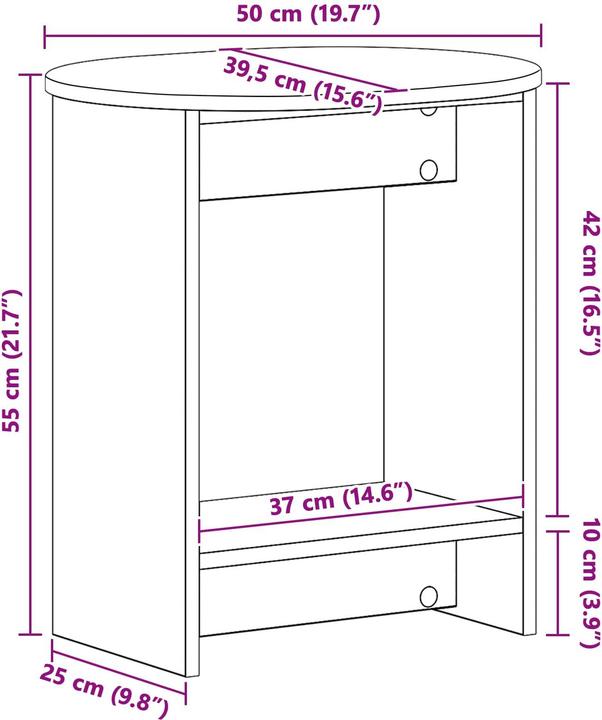 Actual product image vidaXL Beistelltisch (50 x 39.50 x 55 cm)
