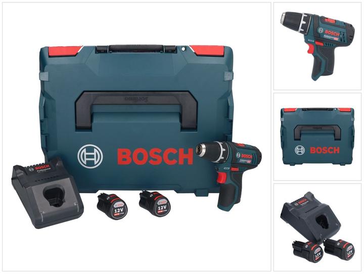 Productafbeelding Bosch Professional Bosch GSR 12V-15 accuboormachine 12V 30Nm + 2x accu 3.0Ah + lader + L-Boxx (Oplaadbare batterij)