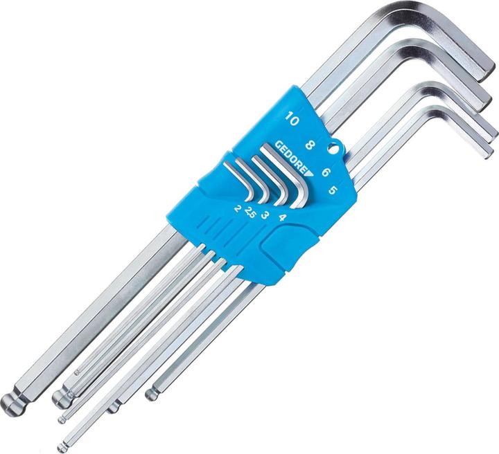Actual product image Gedore H 42 KEL-88 Hex key L-wrench set XL Ballpoint in holder 8 pieces 2-10 mm