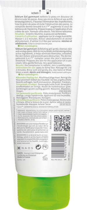 Actual product image Bioderma Sébium Gommant (Cleansing gel, 100 ml)