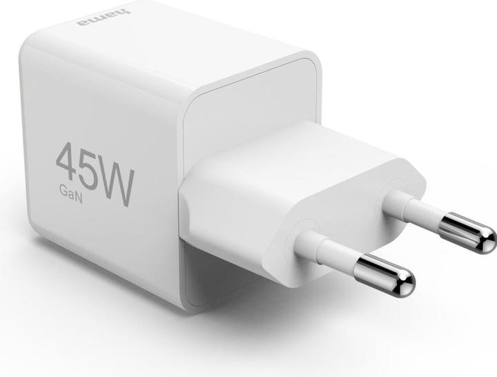 Image du produit Hama Chargeur rapide, USB-C, PD/QC/GaN, super-mini-chargeur, 45 W, blanc (45 W, 1 portion)