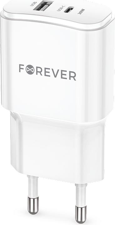 Image du produit Forever TC-01-20AC PD QC charger 1x USB-C 1x USB 20W blanc (20 W)