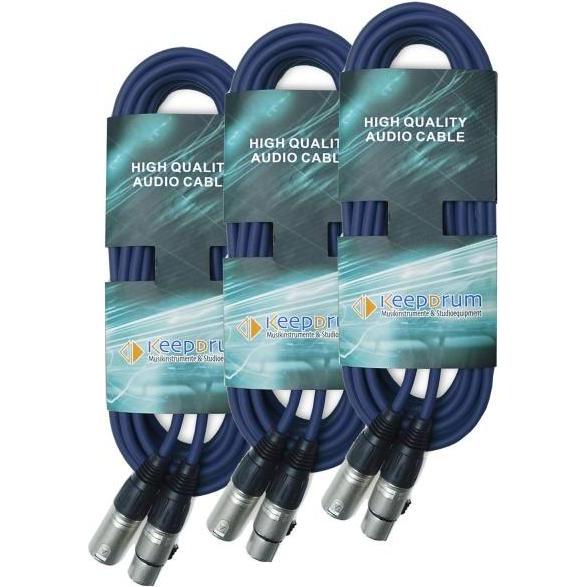 Thumbnail - keepdrum 6m DMX Kabel Blau 3-pol XLR 100-Ohm 3 Stück (6 m), Audio Kabel