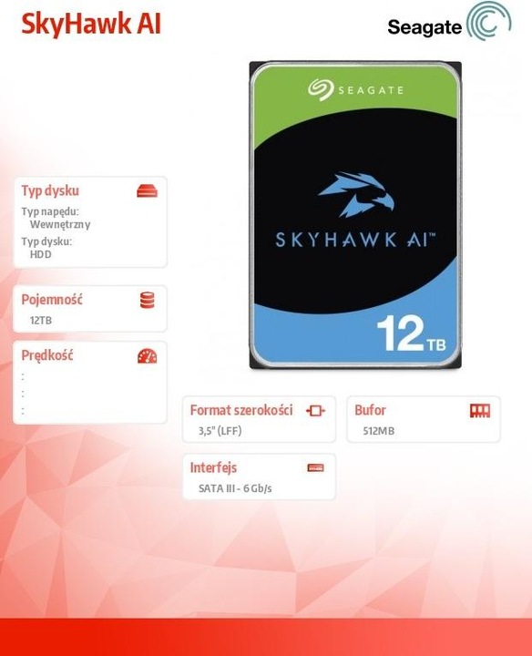 Produktbild Seagate SkyHawk AI (12 TB, 3.5", CMR)