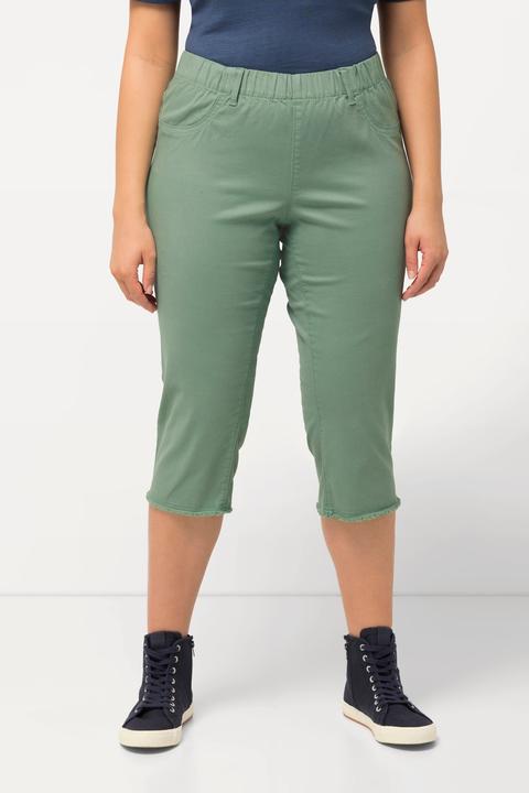 Produktbild Ulla Popken Caprihose Sienna, Fransensaum, schmales Bein, Stretch (62)