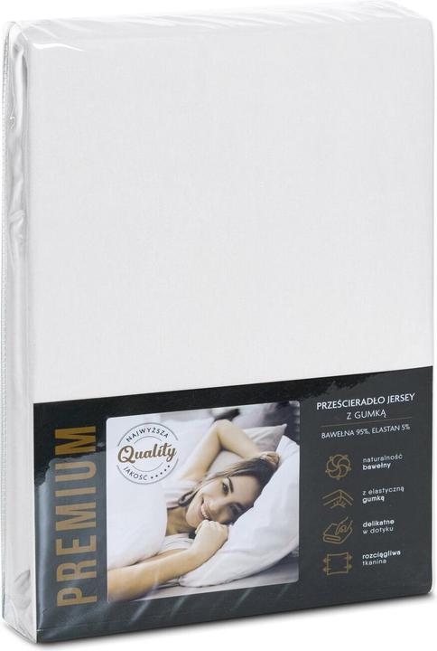 Actual product image Eurofirany Jersey -sheet with 240x200 cm elastic cotton white colour 190 g/m2 Eurofirana Premium (240 x 220 cm)