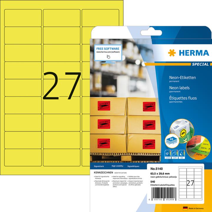Produktbild HERMA Neon Etiketten A4
