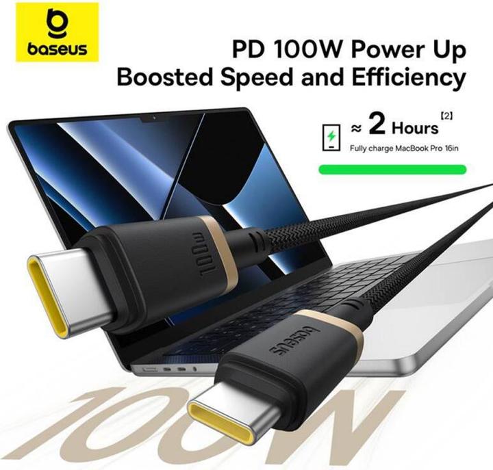 Immagine prodotto Baseus Dura Cavo di ricarica rapida da Tipo C a Tipo C 100 W da 2 m nero oro (2 m, USB 2.0, 100 W)