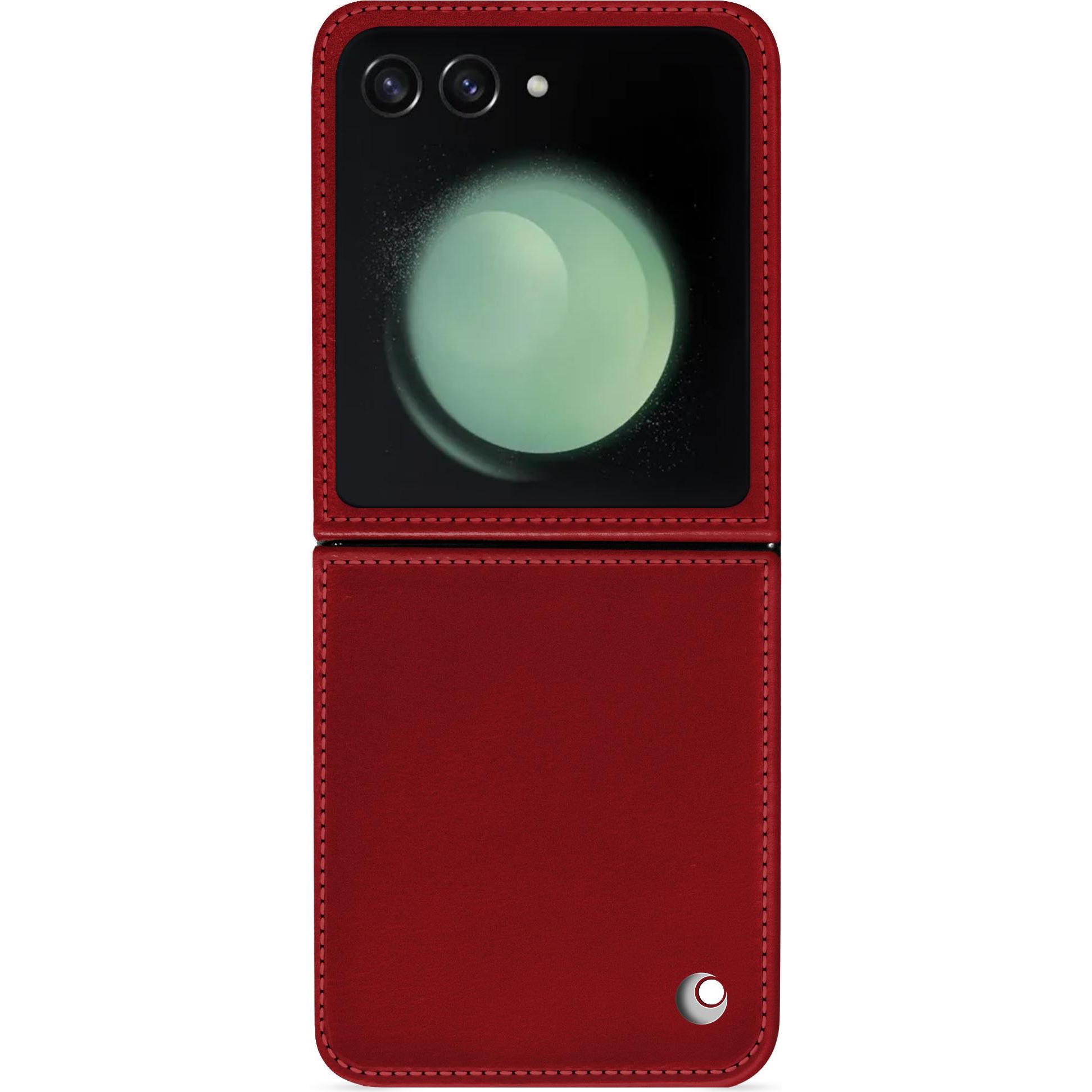 Noreve Lederschutzhülle Samsung Galaxy Z Flip5 (Samsung Galaxy Z Flip5), Smartphone Hülle, Rot