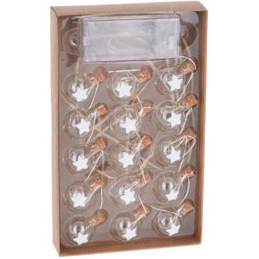 Weihnachtsbeleuchtung, Drahtgirlande mit 15 Weihnachtskugeln, LED warmweiss
