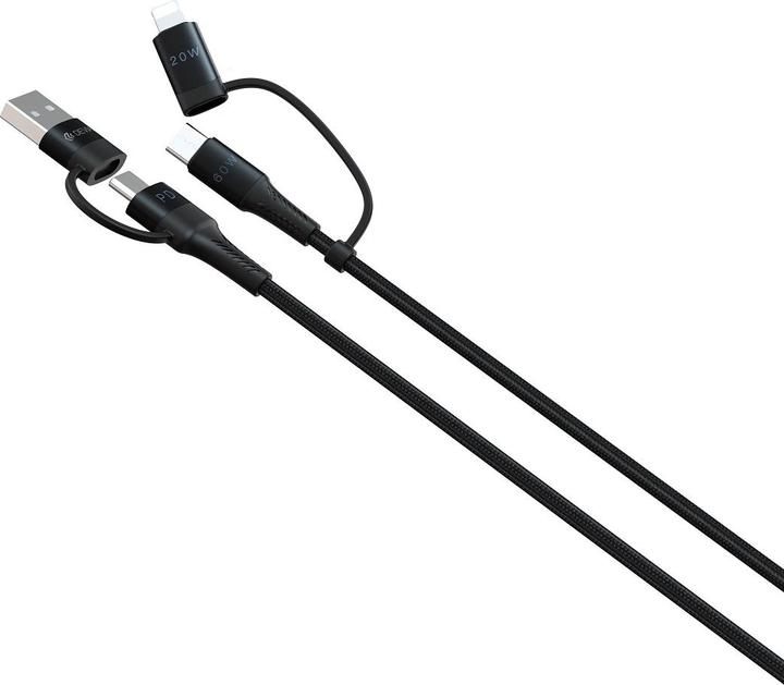 Produktbild Devia Kabel Extreme 4in1 PD USB-C + USB - USB-C + Lightning 1,5 m schwarz (1.50 m, USB 3.2 Gen 1, 60 W)