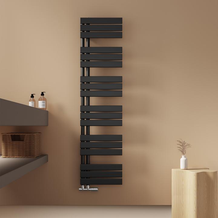 Actual product image Emke Bathroom Radiator Towel Rail Adjustable Temperature Control 160x40cm Black 684W (684 W)