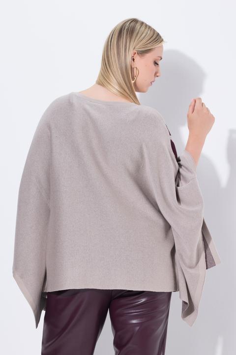 Produktbild Ulla Popken Strick-Poncho, Pinselstrich, Overzized, Rundhals (42, 48)