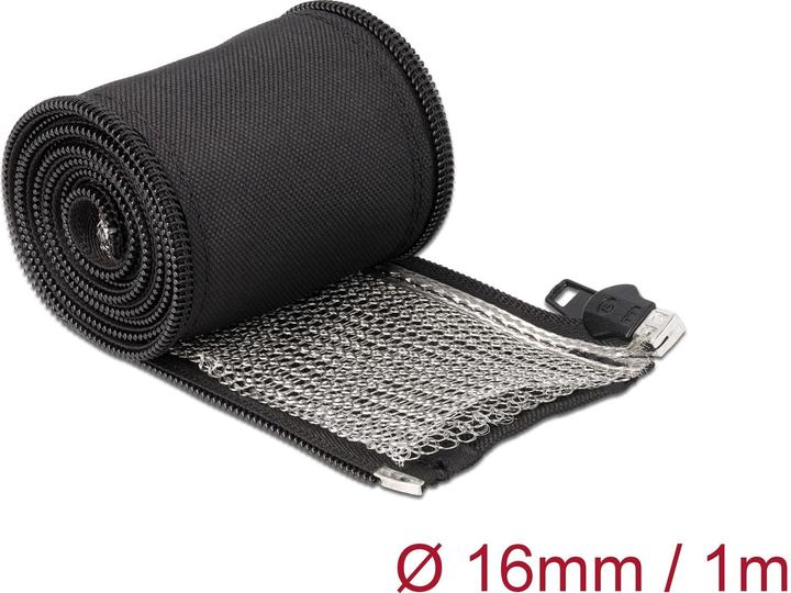 Image du produit Delock Gaine tressée CEM avec fermeture éclair résistante à la chaleur 1 m x 16 mm noir (Gaines pour câbles, 100 cm)
