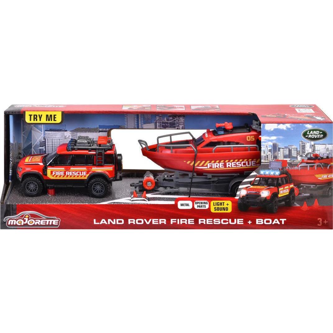 Thumbnail - Simba Majorette Grand Series Land Rover + Firefighter Boat, lights and sounds 34 cm, freewheel operation