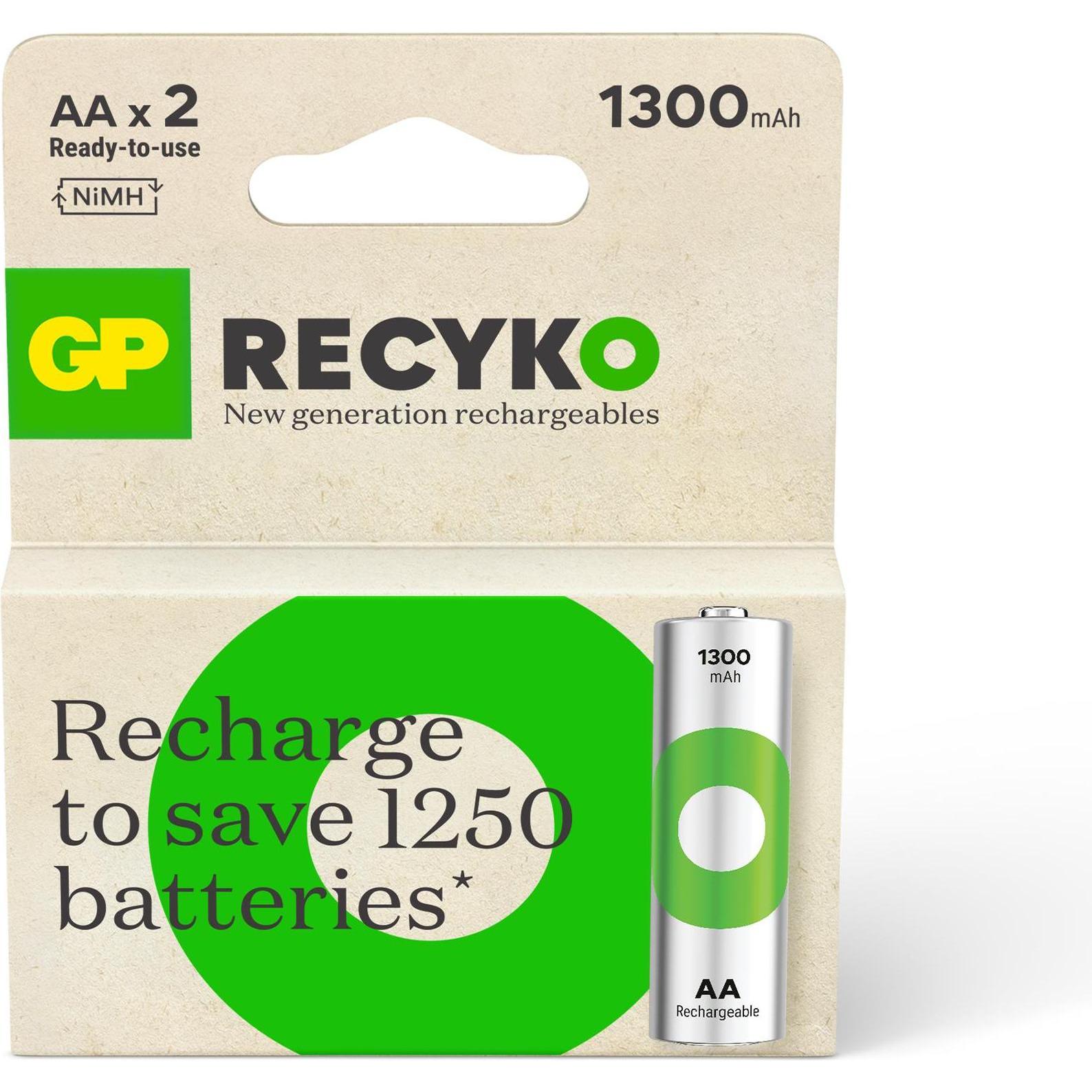 GP Batteries GP Nab??jec?? bat. ReCyko 1300 AA (HR6) - 2k (2 pz., AA, 1300 mAh), Batterie + pile