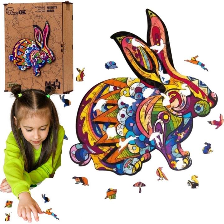 Actual product image PuzzleOk Wooden Puzzle EKO 60 Fluffy Rabbit A4 PuzA4-01744 (60 pieces)
