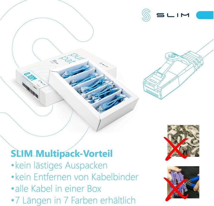 Immagine prodotto SLIM Cavo Slimpatch RJ-45, Cat 6A, U/FTP, 1 m, arancione (U/FTP, CAT6a, 1 m)