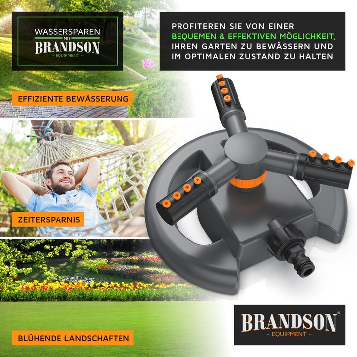 Image du produit Brandson 2x Kreisregner Garten Sprinkler, 360° Rasensprenger rund, 3 Arm, rotierend, für Flächen bis 314 m² (Arroseur circulaire)