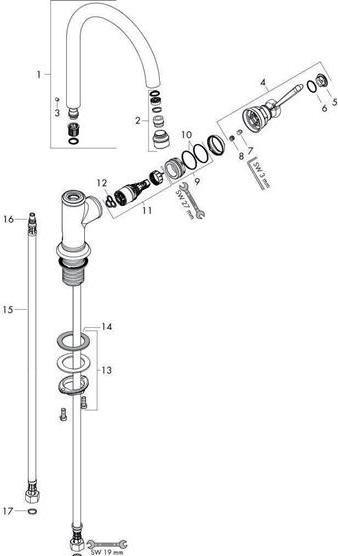 Actual product image hansgrohe EH-WT-MI 210 AXOR MONTREUX DN 15 without pull rod brushed nickel