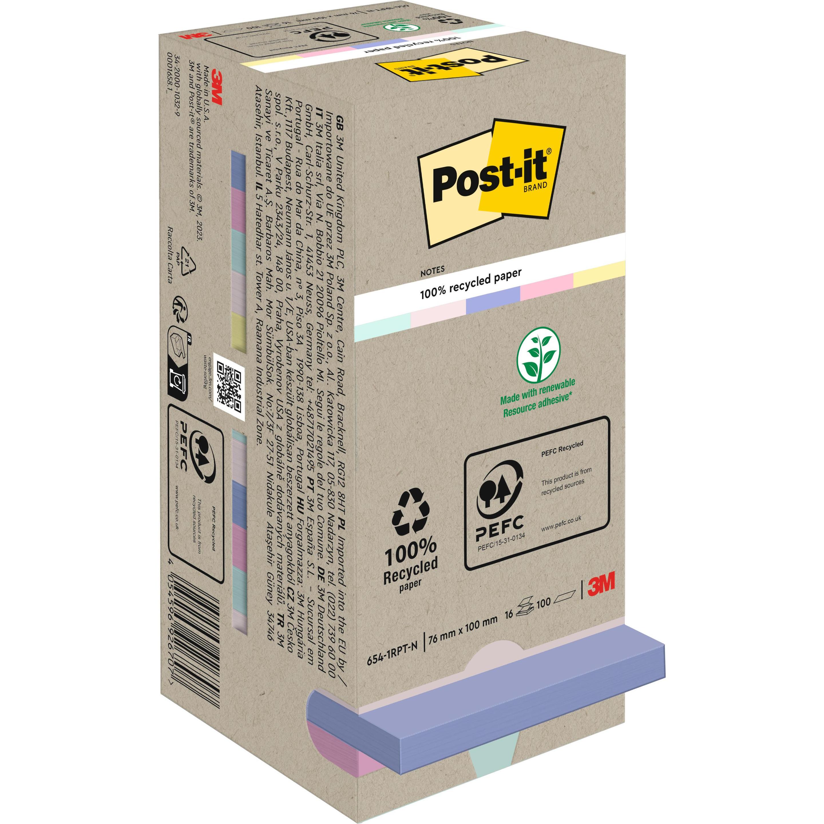 Post-it, Haftnotiz, Recycling Notes (76 x 76 mm)