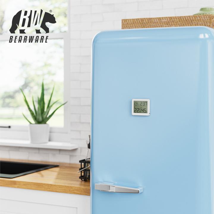 Immagine prodotto Bearware Thermometer & Hygrometer, Temperatur, Luftfeuchtigkeit & Uhrzeit, Innenwetterstation, Magnethalter