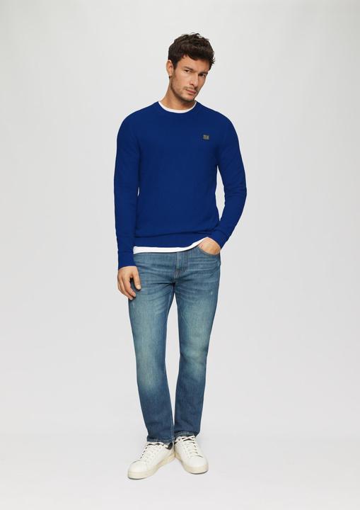 Produktbild S.Oliver Strickpullover Strukturierter Strickpullover mit Logo-Patch (XXL)
