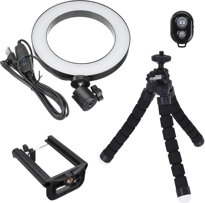 Immagine prodotto JTI Lampada selfie/anello luminoso (26 cm) con treppiede modellabile (Anello di luce)