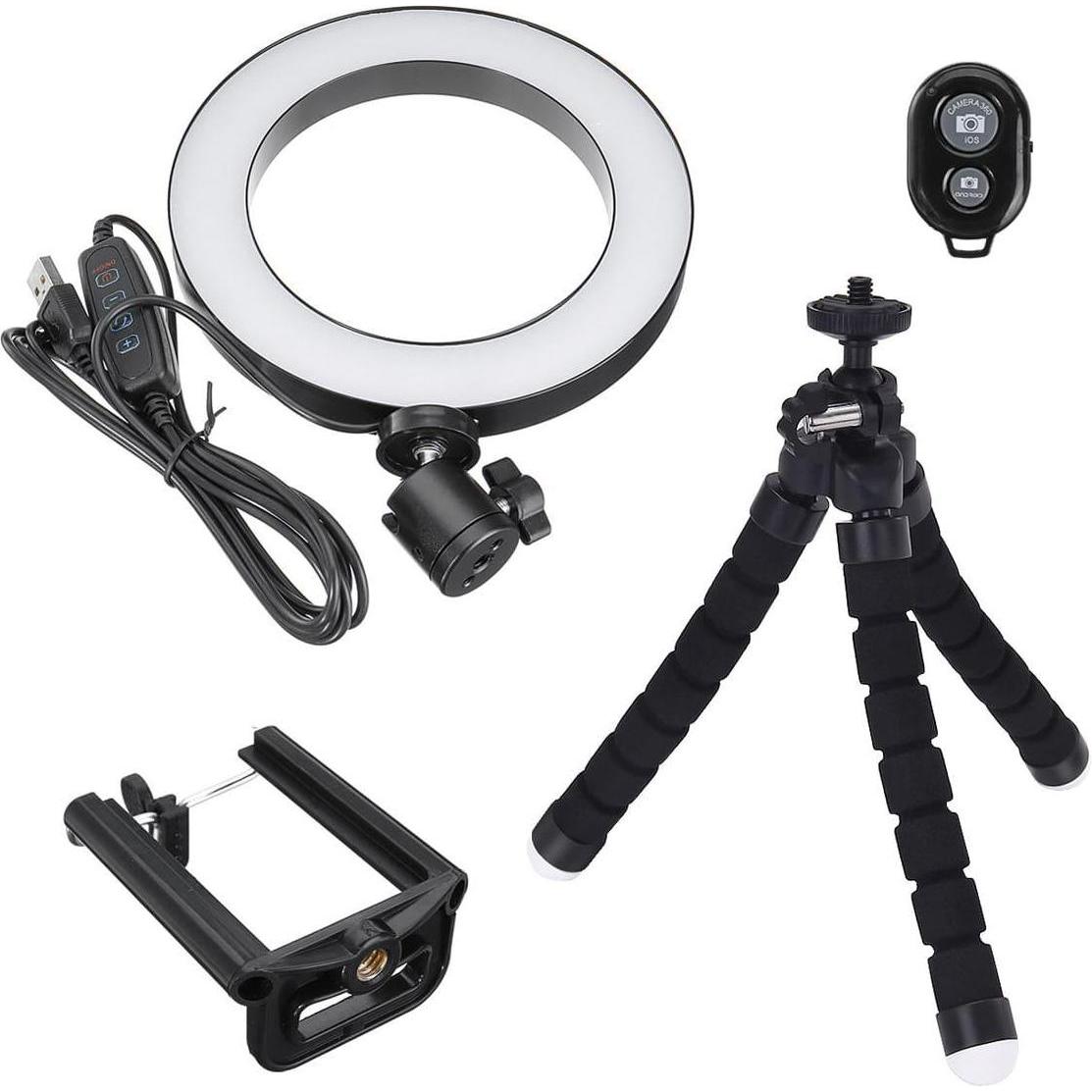 Thumbnail - JTI Selfie-Lampe/Ringlicht (26 cm) mit formbarem Stativ (Ringleuchte), Dauerlicht, Mehrfarbig