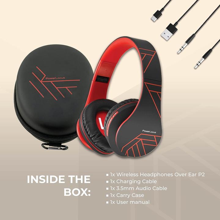 Image du produit PowerLocus Casque sans fil P2 (noir-rouge) (20 h, Sans fil, Filaire)