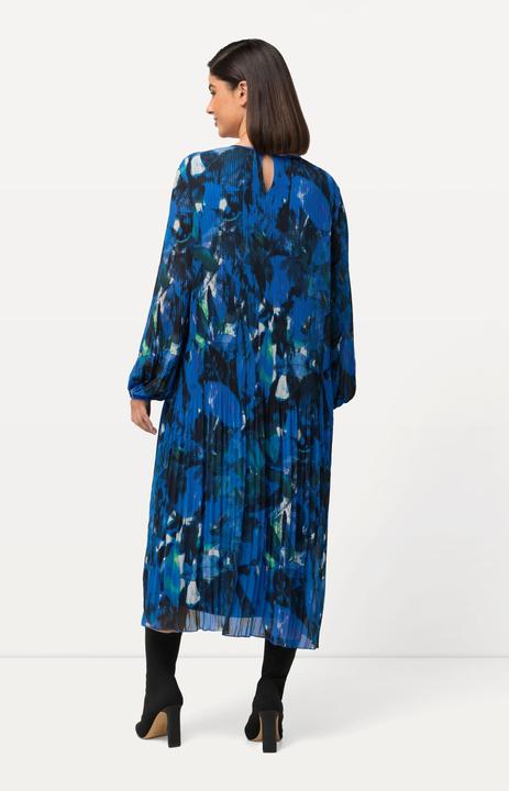 Actual product image Ulla Popken Watercolor Leaf Print Long Sleeve Dress (56)