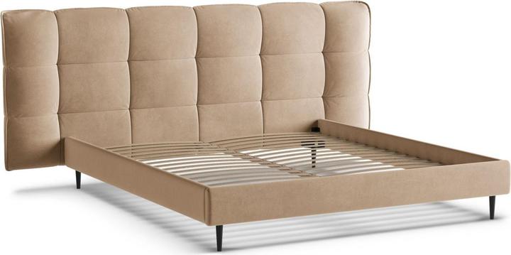 Actual product image Micadoni Velvet Storage Bed With Headboard, "Eric", Sand, 220x290x114 Made in Europe (200 x 200 cm)
