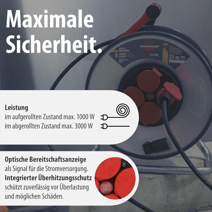 Actual product image Brennenstuhl Professional SteelCore cable reel IP44 (25 m, 2.50 mm²)